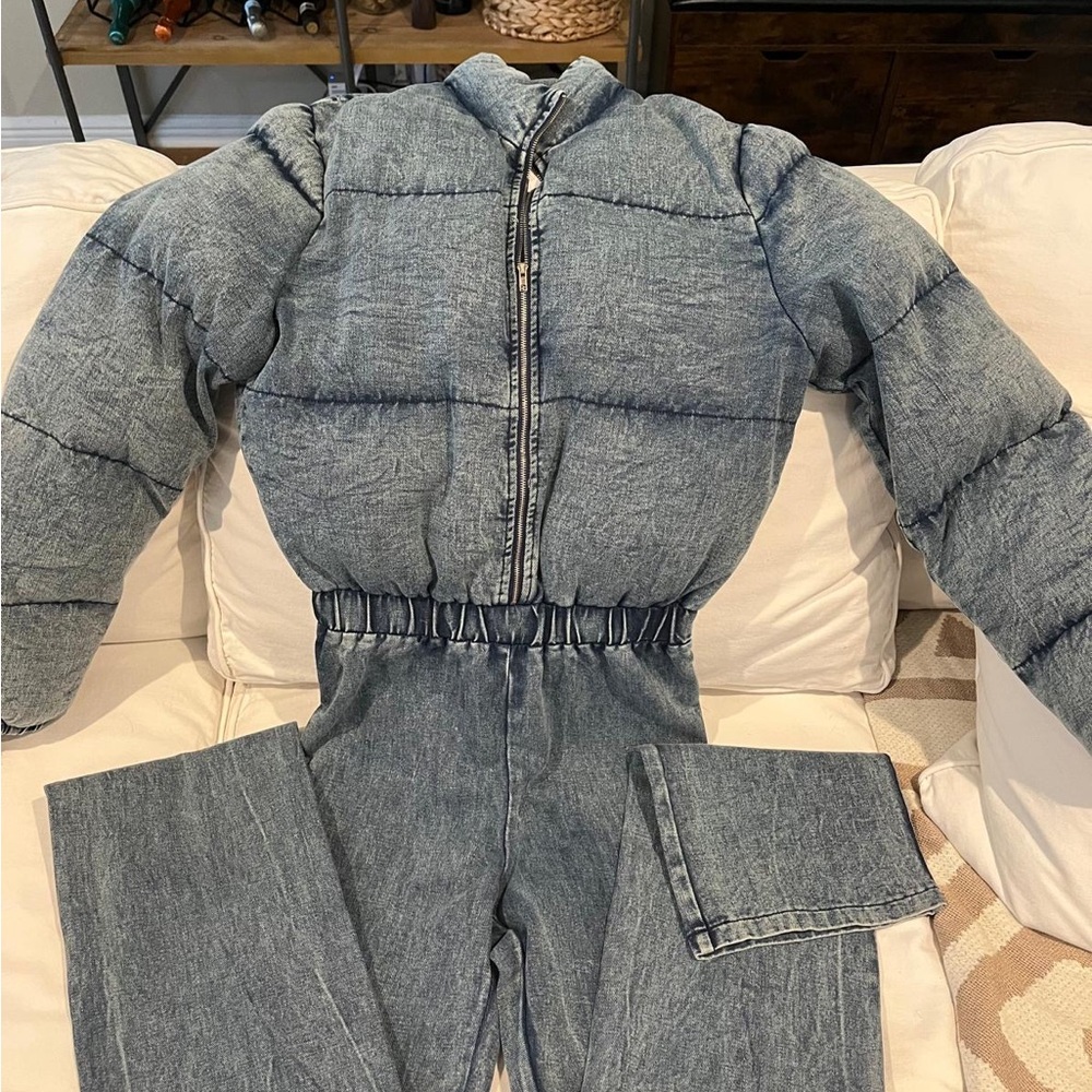 Fashion Nova Blue Denim Jumpsuit